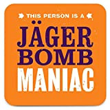 Effet vieilli vintage Dessous de Verre – 'Jager Bomb Maniac' – Funny humoristique – Vente Clearance.