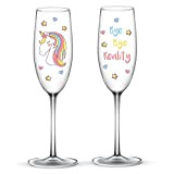 EinhornLiebe® - Lot de 2 flûtes à champagne « Bye Bye Reality » en verre de cristal et motif licorne - Dans ...