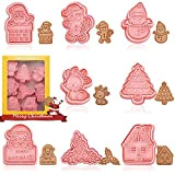 Emporte Pièces Noël, 8 Pièce 3D Moule Biscuit Plastique Moule à Biscuits pour Enfants Moule Cookie 3D Emporte Piece Patisserie ...