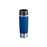 Emsa 515618 TRAVEL MUG GRANDE, Mug isotherme fermeture par pression Quick Press, 100% hermétique, silicone, 500ml, Bleu