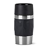 EMSA Travel Mug Compact Tasse Mug isotherme noir 0,3 L Isolation double paroi boissons chaudes café 3h fraîches 6h Acier ...