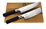 Ensemble de 3 couteaux / coffret cadeau Kai Wasabi Black | nakiri japonais ultra-chaud | + grand couteau de chef ...