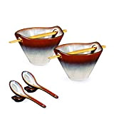 Ensemble de bols à ramen en porcelaine, 2 Pcs 600ml Bol Ramen Céramique Japonaise avec Baguettes & Cuillère pour Soupe, ...