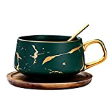 Ensemble de tasse à thé en porcelaine - avec sous-tasse et cuillère - pour la maison, les restaurants - (1 ...