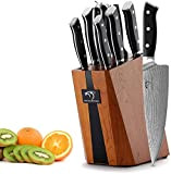 Ensembles de couteaux Couteaux de cuisine Damas, 9 pièces Ensemble de couteaux de cuisine professionnels japonais Bloc de couteaux Damas ...