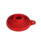 Entonnoir pliable en silicone pour bocaux, grand entonnoir pliable pour bocaux de conserve à large ouverture et pots ordinaires, entonnoir(rouge)
