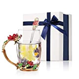Eosnow Tasse à thé Fleur, Cadeau personnalisé Tasse à thé Fleur avec boîte Cadeau Couleur Longue durée pour Femme pour ...