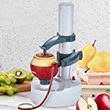 Éplucheur rotatif électrique multifonction en acier inoxydable pour fruits et légumes - Outil d'épluchage de cuisine en acier inoxydable (blanc)