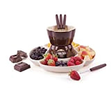 Excelsa Chocolate Service à Fondue au Chocolat avec Assiettes, 8 pièces, céramique, crème/Marron, Manche Marron, 25 x 25 x 12 cm