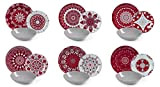 Excelsa Mandala Red Service de vaisselle 18 pièces, porcelaine et céramique, multicolore
