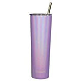Ezprogear Gobelet en acier inoxydable 1l Glitter Violet - Tasse de voyage à isolation sous vide avec paille (34 oz, ...