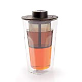 Finum SMART BREW SYSTEM (320 ml) – Verre à thé double paroi, infuseur, couvercle & socle d'égouttement, verre, tasse à ...