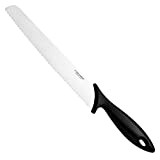 Fiskars Couteau à pain à lame dentelée, Dureté: HRC53, Plastique/Acier inoxydable, Longueur de la lame: 23 cm, Noir/Acier, Essential, 1023774