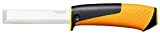 Fiskars Couteau de charpentier, Fourreau avec aiguiseur intégré, 22,4 cm, Noir/Orange/Jaune, 1023621