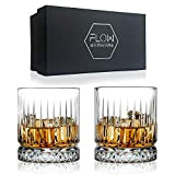 FLOW Barware GEO Verres à whisky avec design géométrique transparent parfait pour scotch/bourbon/gin tonic/cocktails Coffret cadeau inclus