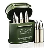 FLOW Barware XL Whisky Bullets | Pierres à whisky | Glaçons en acier inoxydable | Bullets à whisky avec support ...