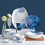 FMOPQ 32 pcs Jingdezhen Ceramic Dinnerware Set Kitchen Tableware Dinner Dish Ceramic Plates and Dishes Bowls Dishes Set