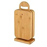 FMOPQ 6pcs Bamboo Cutting Board Set with Stand Eco-Friendly Chopping Block