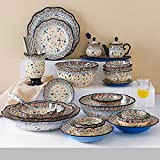 FMOPQ Ceramics Dinnerware Set Bohemian Style Porcelain Dinner Sets of 34 | Folk-Custom Cereal Bowl and Steak Plate Set for ...
