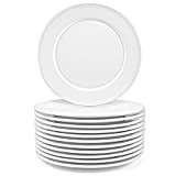 Foraineam Lot de 12 assiettes à salade rondes en porcelaine Blanc 20,3 cm