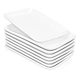 ForaineamAZB Lot de 8 assiettes rectangulaires en porcelaine Blanc 20,3 cm