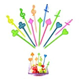 Fourchette de fruits en plastique 100pcs, cure-dents de fruits, accessoires de bento, amour, épée, cartes à jouer, forme symbole musique ...