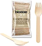 Fourchette jetable de bioexxe, 200 pcs | Couverts jetables en Bois Biodégradable, Sans plastique, Compostable