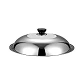 FYBlossom Couvercle pour wok, 34 cm, avec bouton rond en acier inoxydable, en verre transparent, disponible en diamètre de 32, 34 et ...