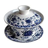Gaiwan Sancai Ensemble de tasses à thé en porcelaine avec couvercle et soucoupe Motif lotus 200 ml