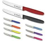 Giesser Messer Lot de 5 couteaux multi-usages avec lame dentelée Noir/bleu azur/citron vert/orange/rose 11 cm