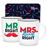 Gifffted Tasse Duo Mr Right Et Mrs Always Right, Mug Original Idée Cadeau Anniversaire Mariage, Pour Couple, Femme, Homme, Amis, ...