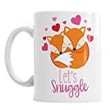 Gift Original Let's Snuggle Mug pour la Saint-Valentin Motif Renard