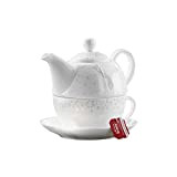 Gilde Porzell Tea for one 'Hirsch Design' weiss/grau 49580