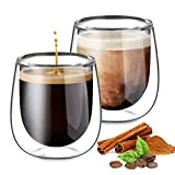 glastal 2x120ml Tasses à Espresso en Verre Transparent,Verre à Double Paroi,Verre à Café
