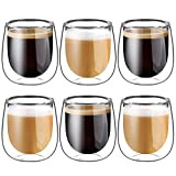 glastal 6x120ml Tasses à Espresso en Verre Transparent,Verre à Double Paroi,Verre à Café