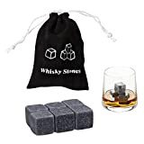Granit Pierres à Whisky, Glacon Whisky Pierre, Whisky Glaçons Reutilisable Glaçon pour Spiritueux, Vins et Autres Boissons 6 Pièces