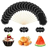 Grevosea Lot de 50 pics noirs pour tableau noir - Étiquettes alimentaires pour buffet, fromage, cupcakes, cure-dents vierges pour décorations ...