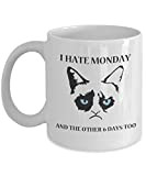 Grumpy Cat - je déteste lundi café / thé tasse - cadeau personnalisé pour les collègues, Noël et nouvel an ...