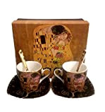 Gustav Klimt Lot de 2 tasses à expresso en porcelaine Motif arbre de vie