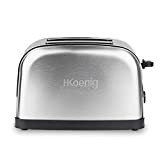 H.Koenig Grille Pain Toaster 2 Tranches TOS7 Fentes larges Inox vintage, 6 Niveaux de brunissage, Décongélation, Rapide et uniforme, Pain ...