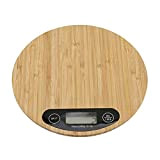 Hakeeta Balance de Cuisine Électronique - Balance Numérique en Bambou Ronde avec Écran LED - Balance de Precision 5kg/1g - ...