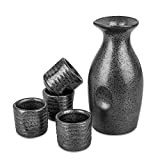 Hakkin Service à saké de 5 pièces Poterie en céramique Fabriqué à la main Coupe de vin Pichet de saké 150 ml ...