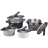HAPPYCALL Arbor set de casseroles aluminium-céramique blanc gris noir casseroles pour induction