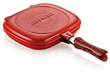 Happycall Poêle double anti-adhésive IH Standard, compatible induction, carrée, passe au lave-vaisselle, omelelette, Frittata, rouge