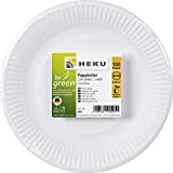 HEKU 30405-1 : 100 assiettes en carton blanc, rondes, Ø 18 cm, 100 % fibres fraîches sans revêtement