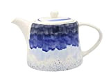HM Gift Co Art Organic Blue and White Teapot, 1.4 Litre Capacity, Large