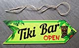 hotrodspirit - Mini Fleche en Bois tiki Bar Open Jaune Verte 25x8cm Deco Hawaii café