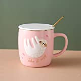 HRDZ Tasse à café en céramique de Tasse de Cygne tridimensionnelle Mignonne Maison avec Couvercle et cuillère Tasse Tasse de ...