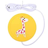 Huusuei Tasse de dessin animé USB Tasses à l'épreuve de l'eau Tasses Tapis de maintien Chaude Chauffant Tasses Coaster Girafe