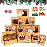 Hymarvo 12 Boîtes à Biscuits de Noël Papier Kraft avec Fenêtre Transparente, Boite Gateau Noel, Boite macarons, Boite de Faveur ...
